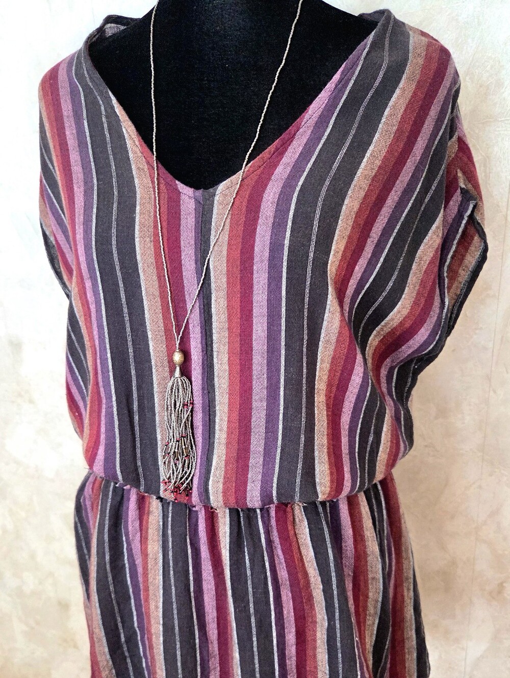 Rails Lucca Brava Stripe Dress | Linen Blend Boho | Effortless Summer Medium